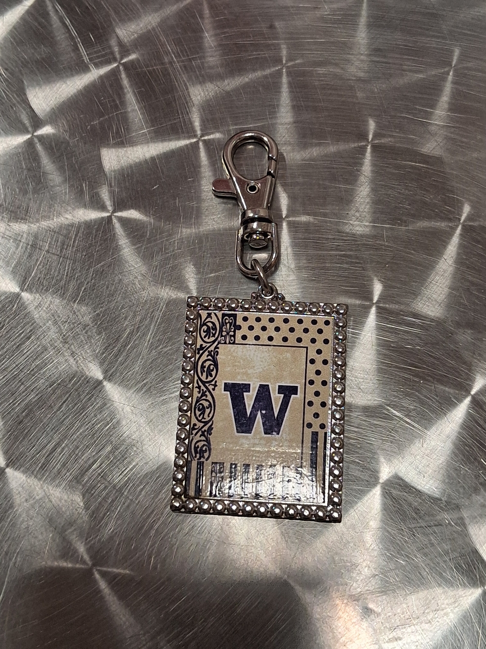 University Of Washington Monogram Crystal-Trim Keychain Charm
